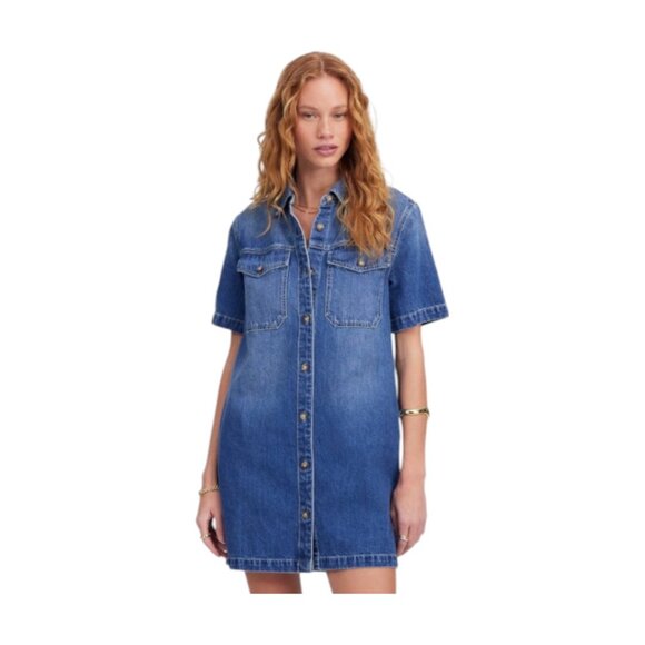 Madewell Button Down Shirt Dress Boxy Shirtdress Sz Small #493 - Picture 1 of 6